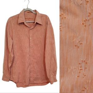 Tommy Bahama Cotton Silk Blend Long Sleeve Orange Button Down Men's size XL